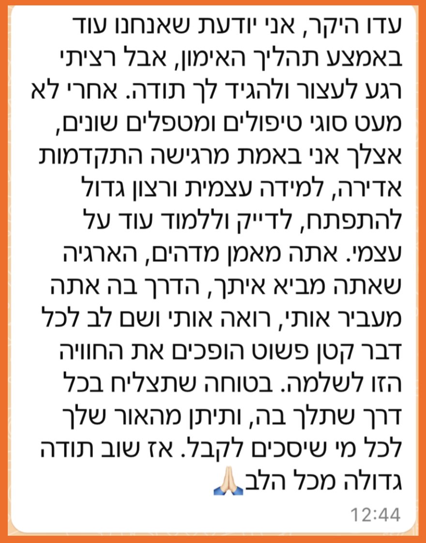 צילום מסך של המלצה אנונימית על תהליך אימון עם עדו שאול - 4